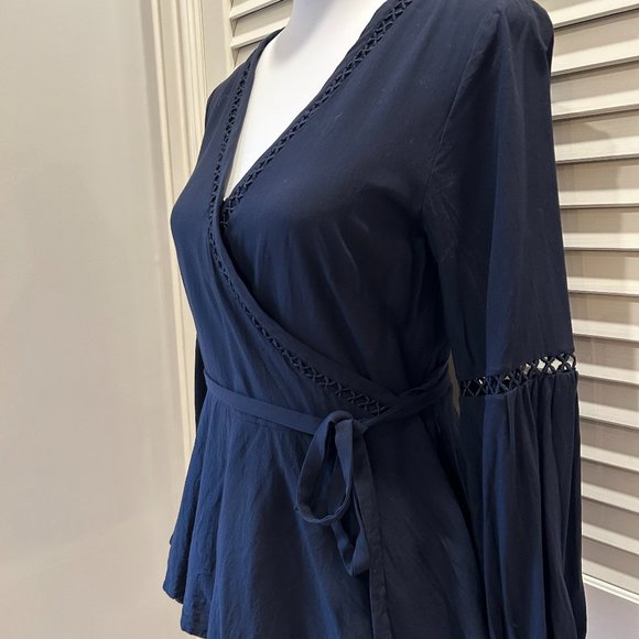 Ann Taylor Loft Navy Wrap Blouse - Picture 6 of 10